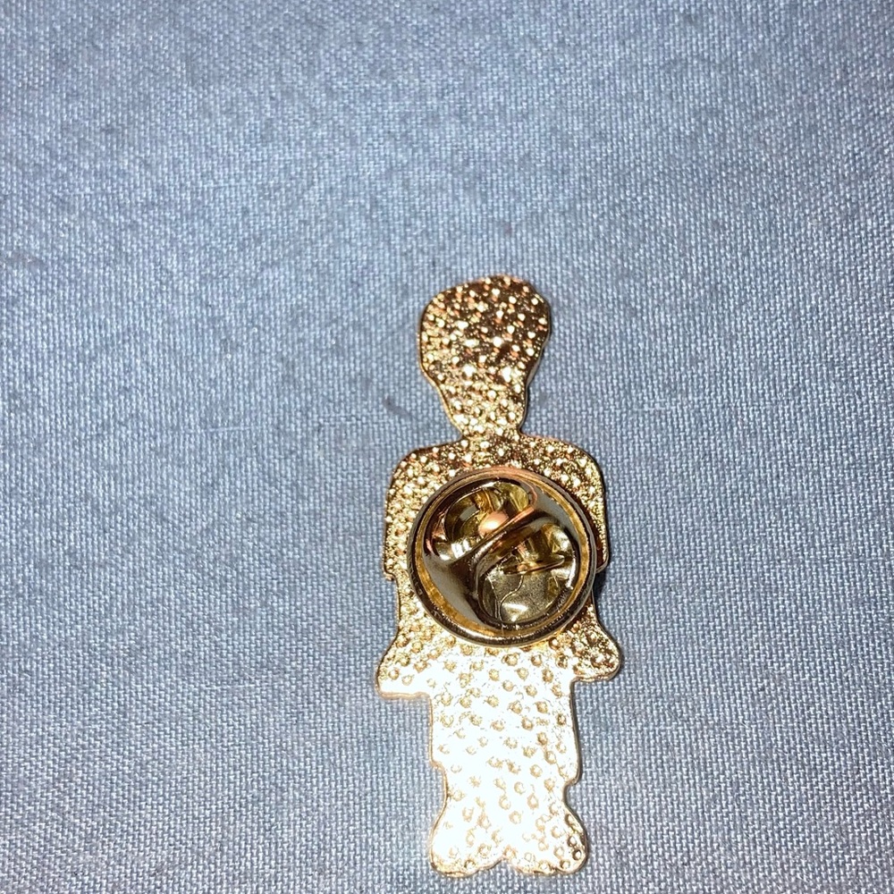 Green Zombie Enamel Pin with Pink Brain Accent - Picture 3 of 3